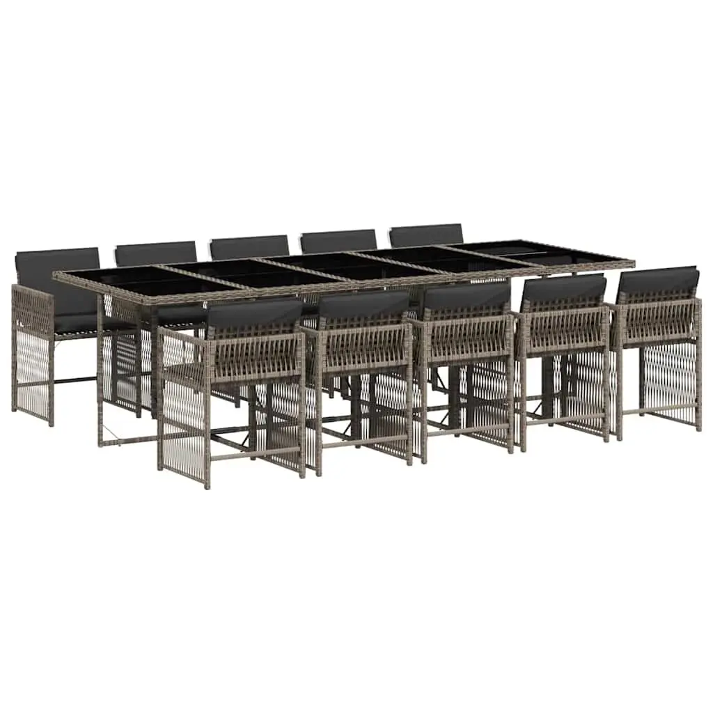Garden Dining Set Outdoor Furniture 11 Piece Grey Poly Rattan Chairs Table