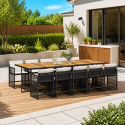 Outdoor Dining Set: 11 Piece, Black, Durable Materials