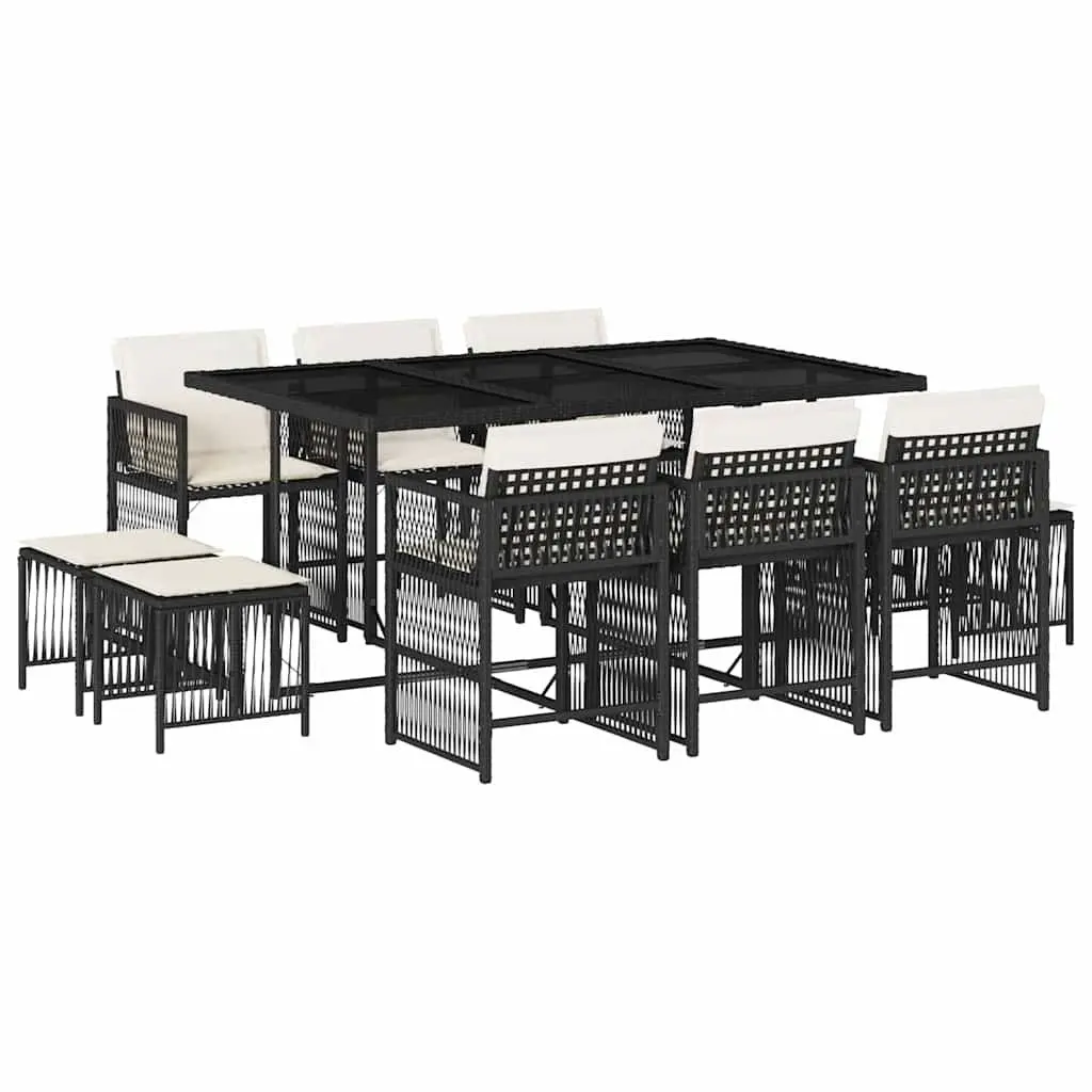 Outdoor Dining Set 11 Piece Garden Furniture PE Rattan Chairs Table Cushions