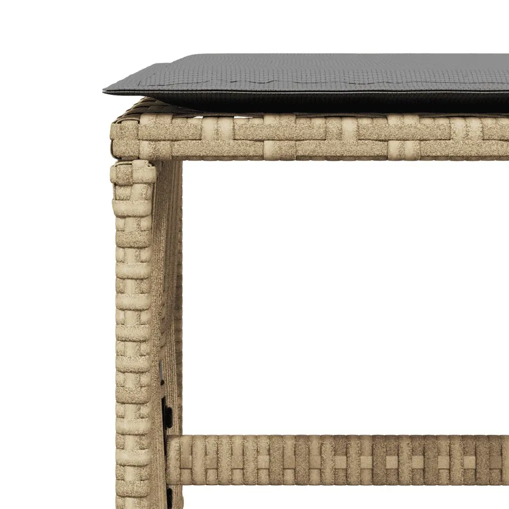 11 Piece Garden Dining Set Outdoor Use Beige Poly Rattan Cushions Glass Top Table