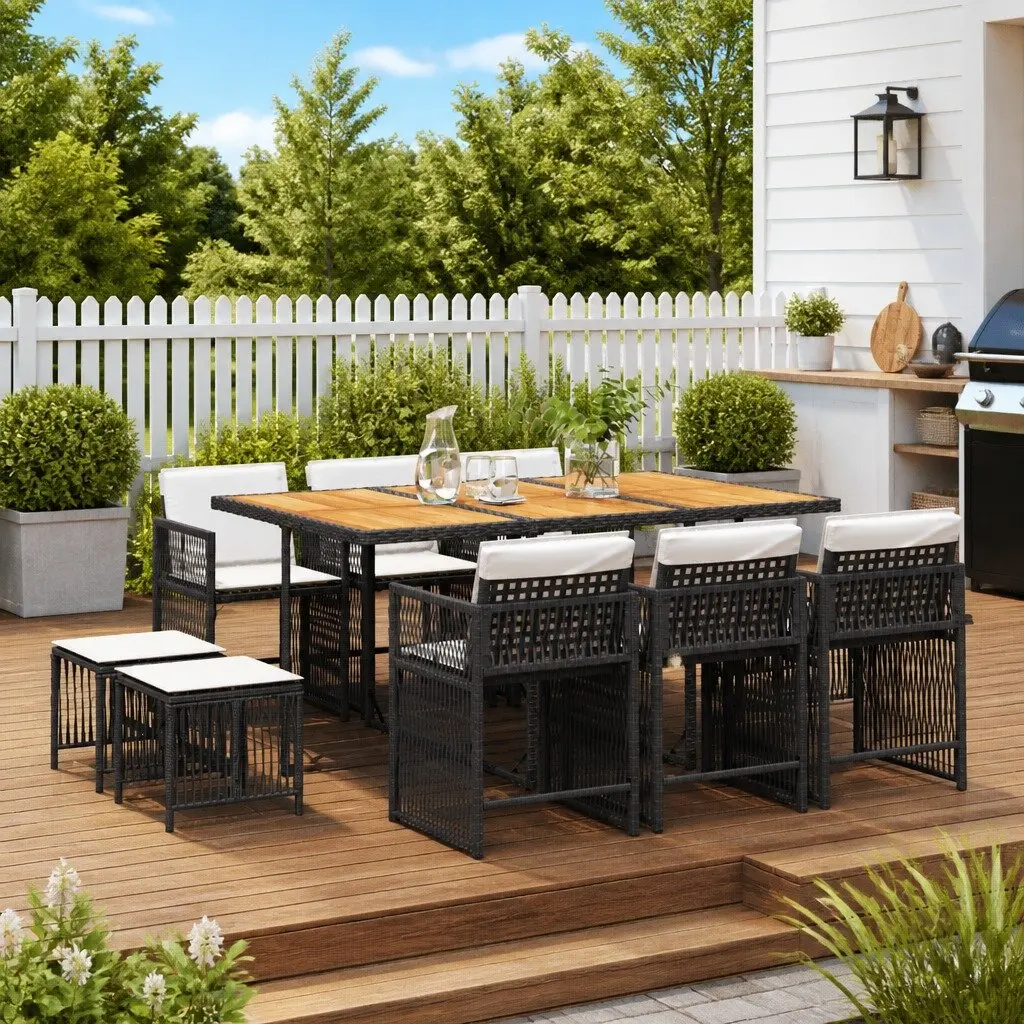 Garden Dining Set 11 Piece Outdoor Furniture PE Rattan Chairs Table
