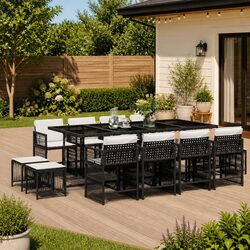 Garden Dining Set: 13-Piece Poly Rattan Table & Chairs