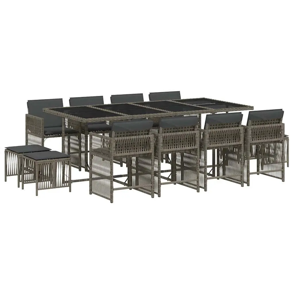 Garden Dining Set 13 Piece Outdoor Furniture Poly Rattan Chairs Table Cushions