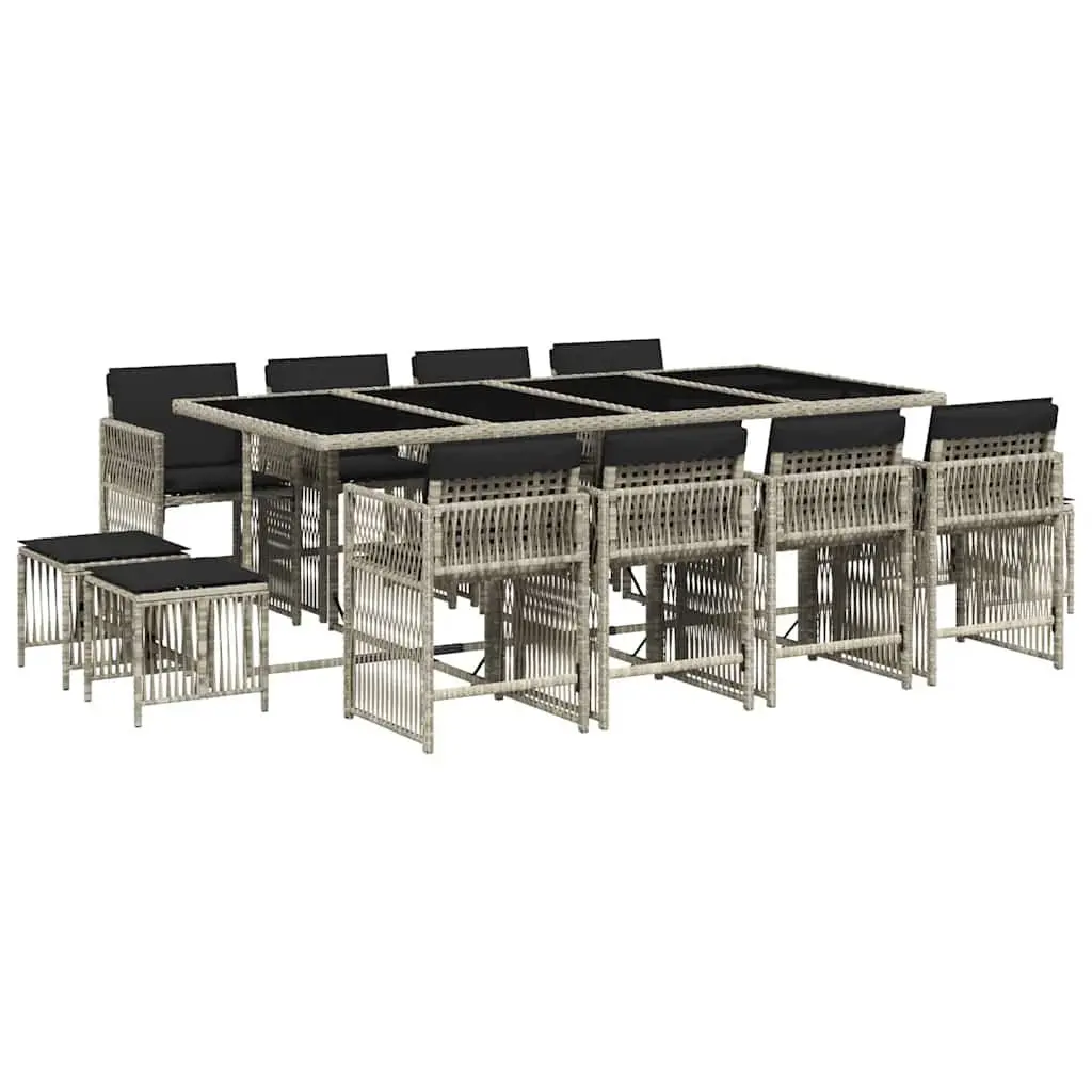 Outdoor Dining Set 13 Piece Patio Furniture Grey Poly Rattan Table Chairs