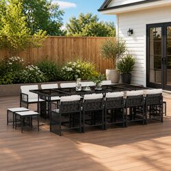 15 Piece Garden Furniture Set - Black Poly Rattan