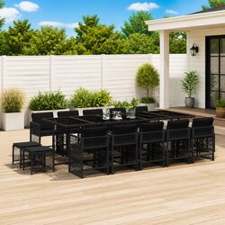 15-Piece Outdoor Furniture Set: Black PE Rattan Chairs and Table