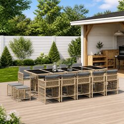 15-Piece Outdoor Dining Set: Dimensions and Features Included