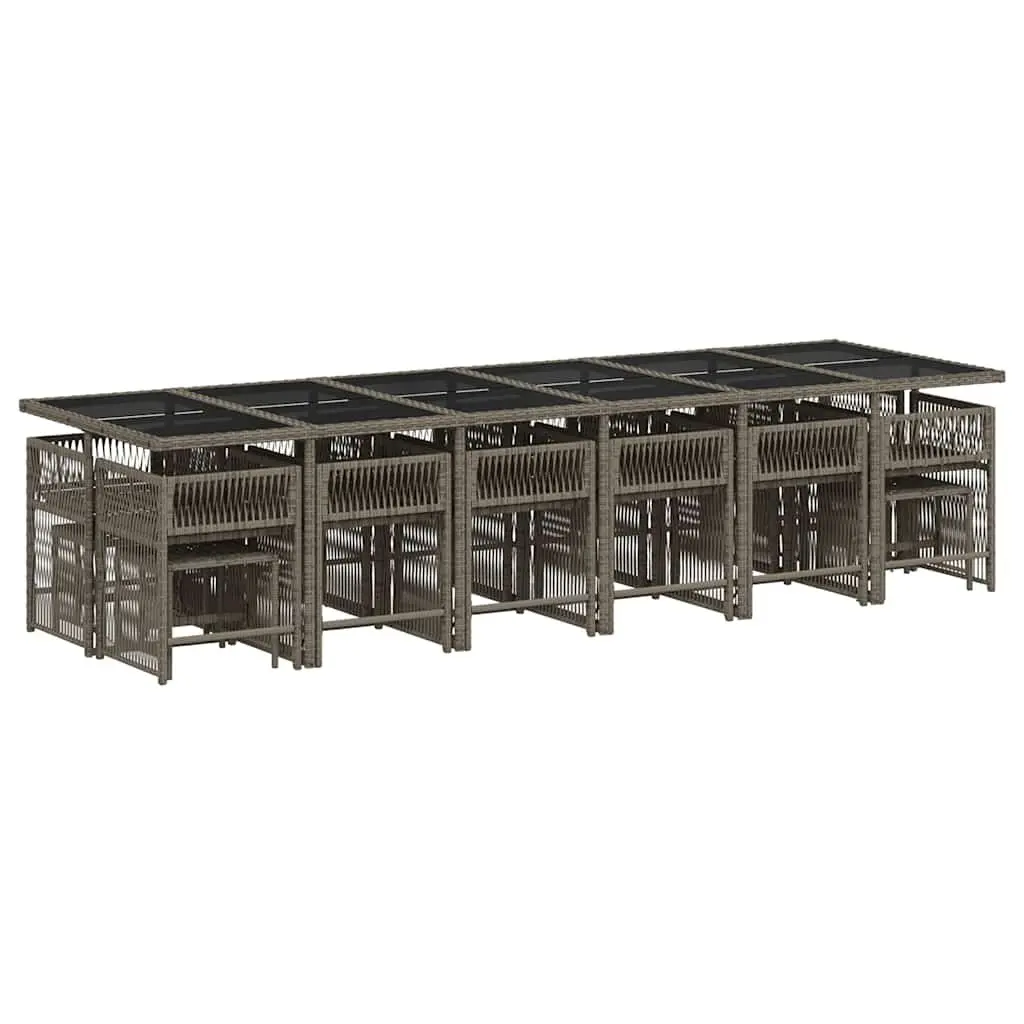 17-Piece Grey Poly Rattan Dining Set