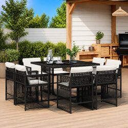 Specifications of 9 Piece Black Garden Dining Set