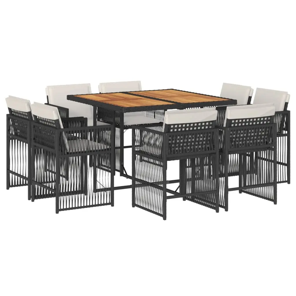 9 Piece Black Garden Dining Set