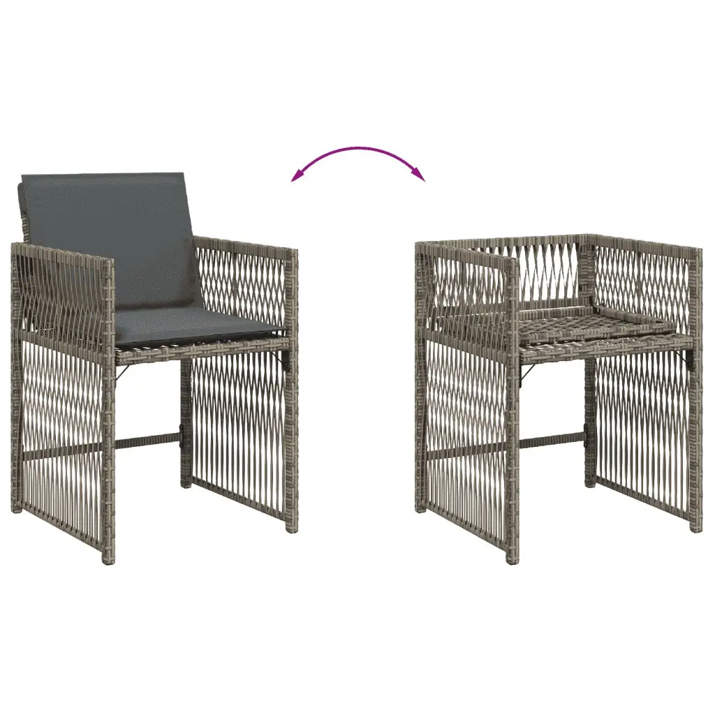 Outdoor Garden Dining Set 11 Piece Grey Poly Rattan Furniture for Patio and Backyard