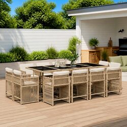 Specifications for 13 Piece Garden Dining Set: Beige Poly Rattan Chairs