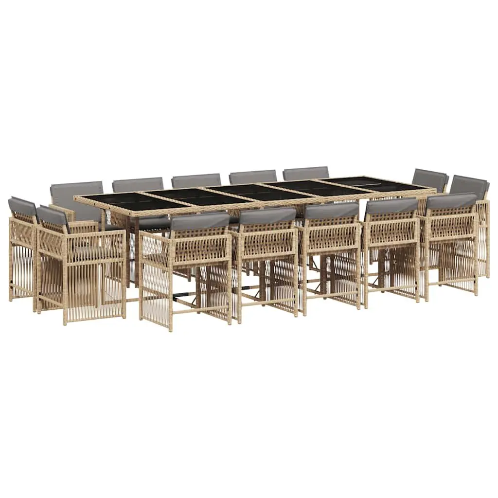 Garden Dining Set Outdoor Patio Furniture 15 Piece Beige
