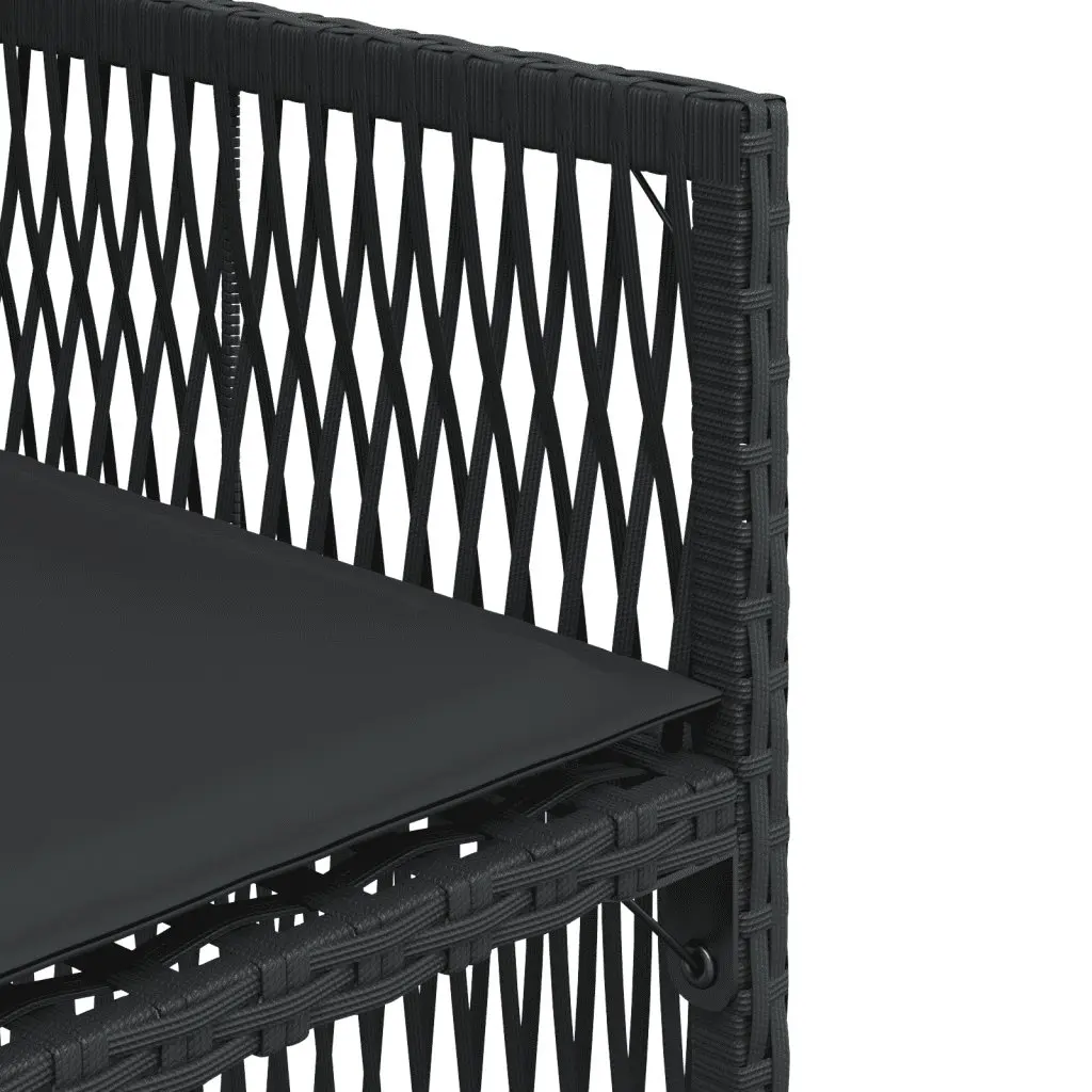 Outdoor Dining Set 17 Piece Black Rattan Patio Furniture with Cushions and Tempered Glass Top