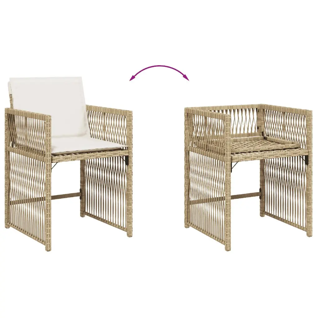 Garden Dining Set Outdoor Furniture 17 Piece Beige Poly Rattan with Cushions