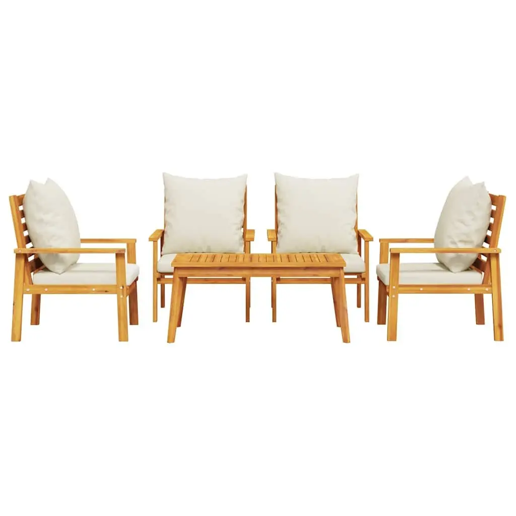 Garden Lounge Set 5 Piece Outdoor Seating Patio Furniture Brown Acacia Wood