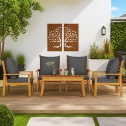 Garden Lounge Set 5 Piece Outdoor Patio Furniture Acacia Wood with Cushions