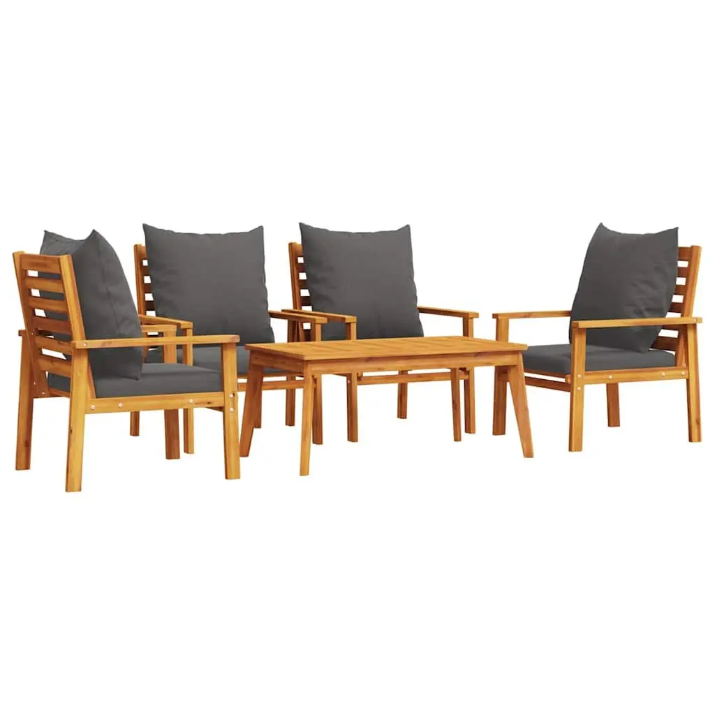 Garden Lounge Set 5 Piece Outdoor Patio Furniture Acacia Wood with Cushions