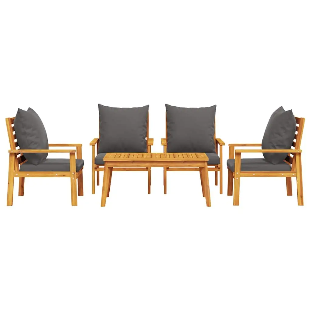 Garden Lounge Set 5 Piece Outdoor Patio Furniture Acacia Wood with Cushions