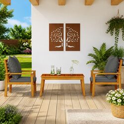 3 Piece Garden Lounge Set Acacia Wood Outdoor Patio Furniture with Cushions