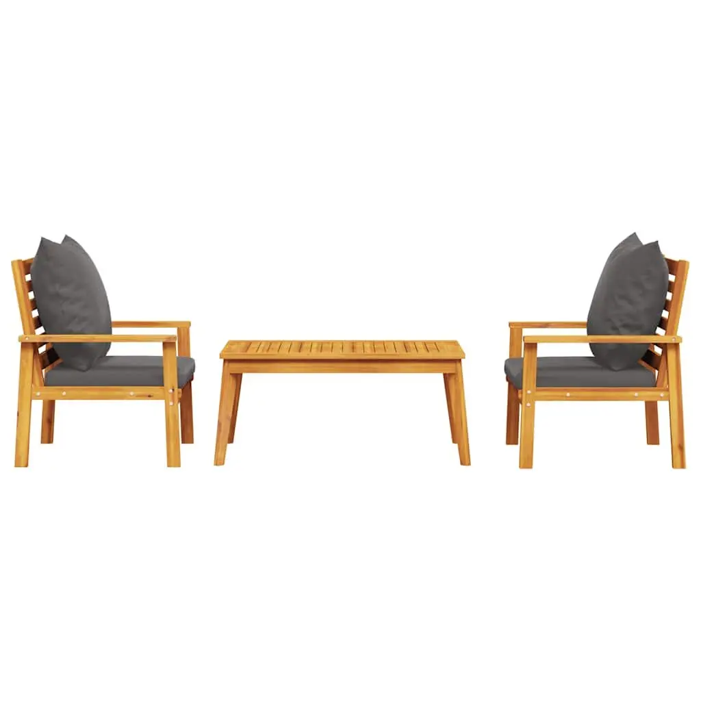 3 Piece Garden Lounge Set Acacia Wood Outdoor Patio Furniture with Cushions