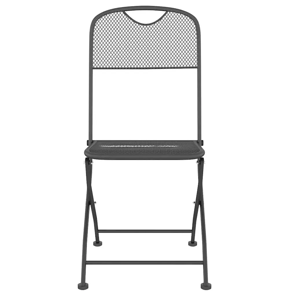 Garden Dining Set Outdoor Furniture 3 Piece Anthracite Metal Mesh Table Chairs