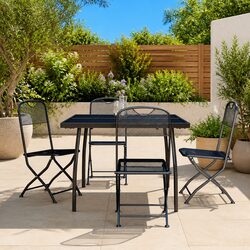 Garden Dining Set 5 Piece Outdoor Furniture Anthracite Metal Mesh Table Chairs