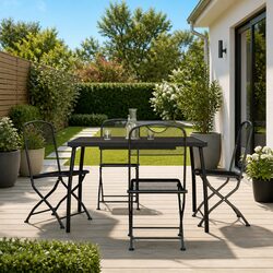 5-Piece Garden Dining Set with Mesh and Metal Frame
