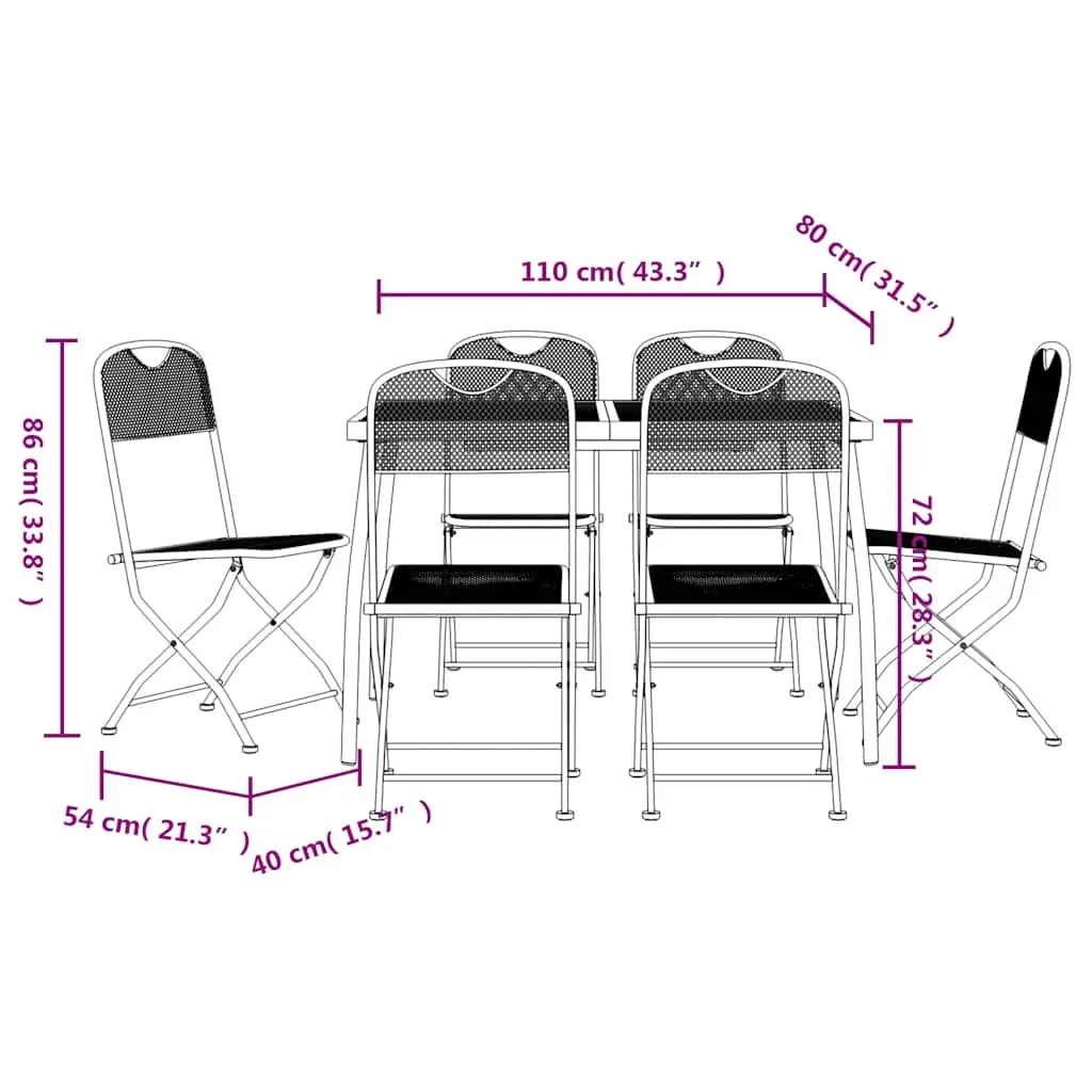 Metal Mesh 7-Piece Garden Dining Set