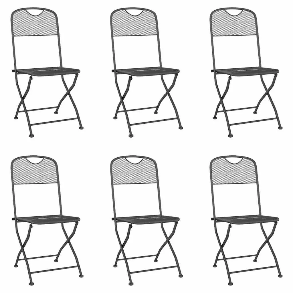 7 Piece Garden Dining Set Anthracite Metal Mesh Outdoor Patio Furniture Foldable