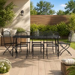 9-Piece Garden Dining Set: Metal Frame and Mesh Chairs