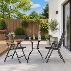 Garden Dining Set 3 Piece Outdoor Furniture Metal Mesh Anthracite Patio Chair