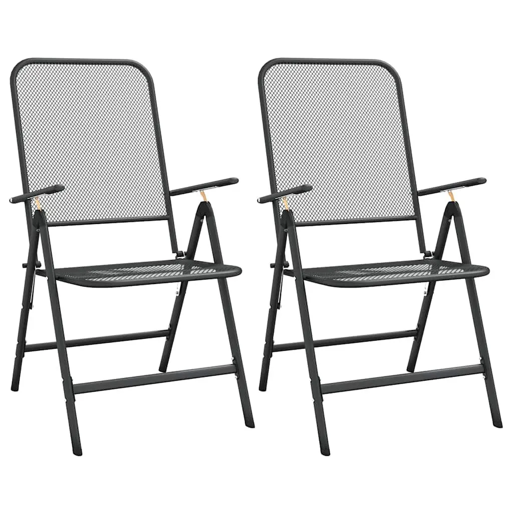 Garden Dining Set 3 Piece Outdoor Furniture Metal Mesh Anthracite Patio