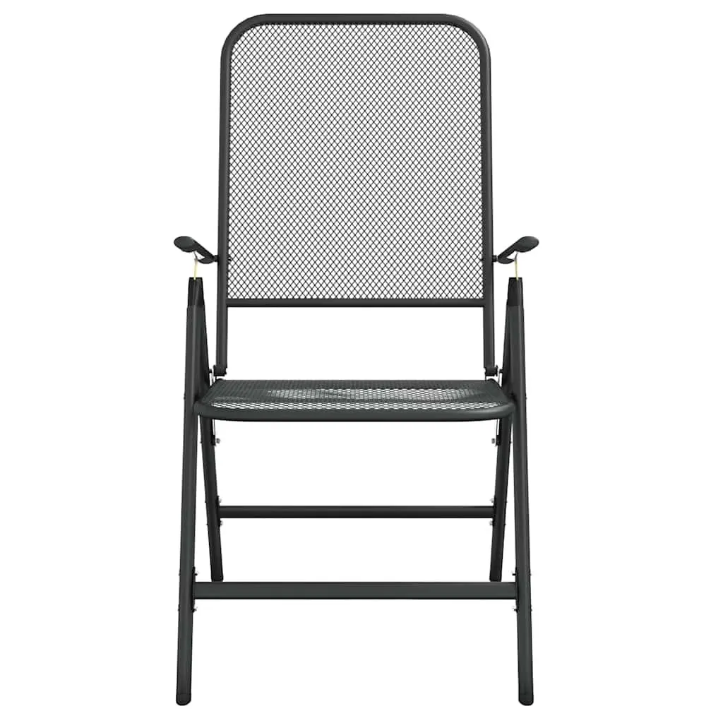 5 Piece Outdoor Garden Dining Set Anthracite Metal Mesh Table Chairs Patio