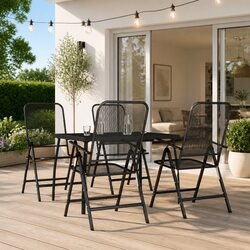 5-Piece Garden Dining Set with Metal Frame and Mesh