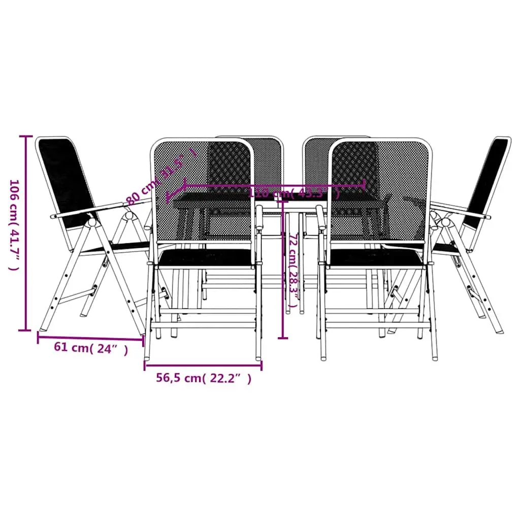 7 Piece Garden Dining Set Anthracite Metal Mesh Outdoor Furniture Patio Table