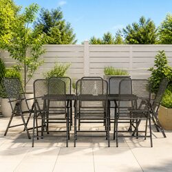 Garden Dining Set 9 Piece Outdoor Furniture Metal Mesh Anthracite Patio Chairs