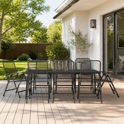 Specifications of 9-Piece Garden Dining Set: Metal & Mesh