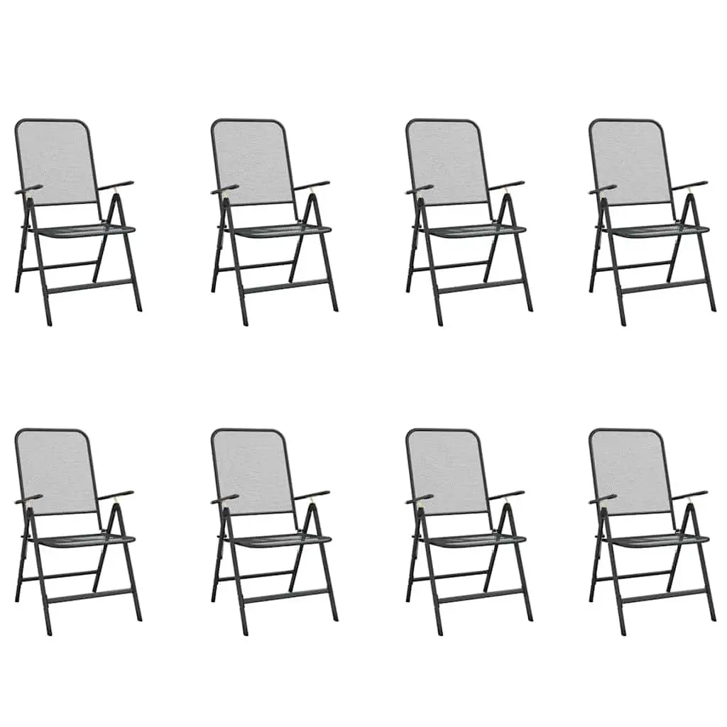 Garden Dining Set 9 Piece Outdoor Furniture Anthracite Metal Mesh Foldable