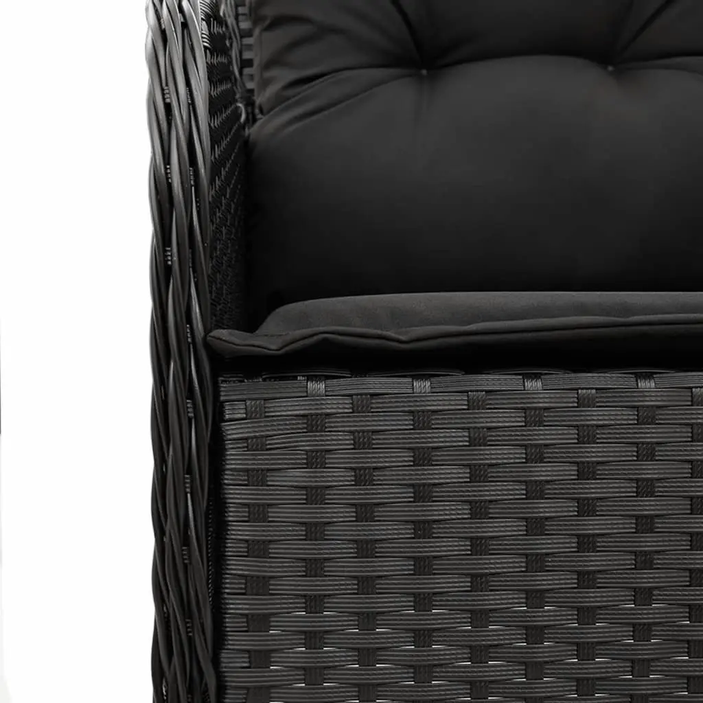 Outdoor Dining Set 3 Piece Garden Furniture Black Poly Rattan with Cushions