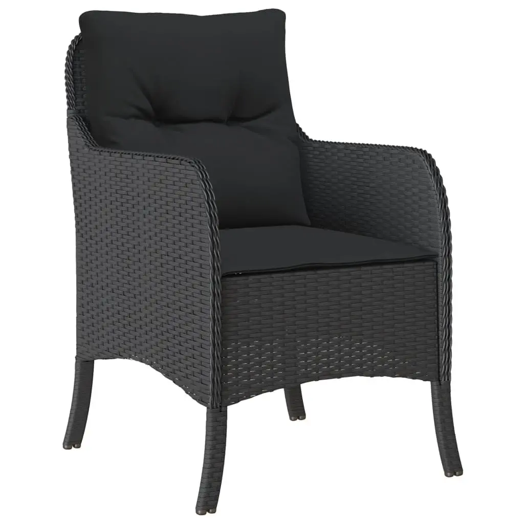 Outdoor Dining Set Garden 5 Piece Black Poly Rattan with Cushions