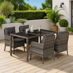 5-Piece Garden Dining Set: Dimensions and Materials Listed