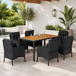 Specifications of 7 Piece Outdoor Dining Set - Black Rattan
