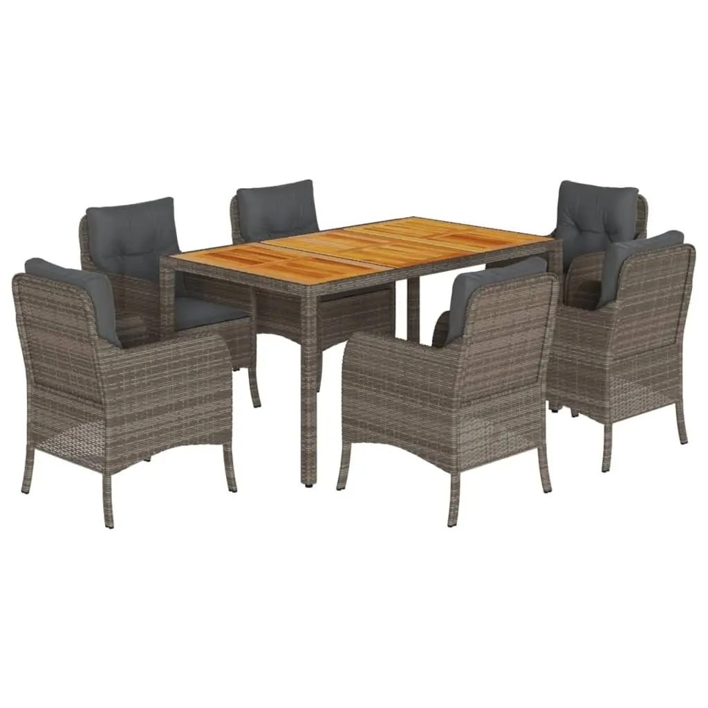 7 Piece Grey Outdoor Dining Set with Cushions