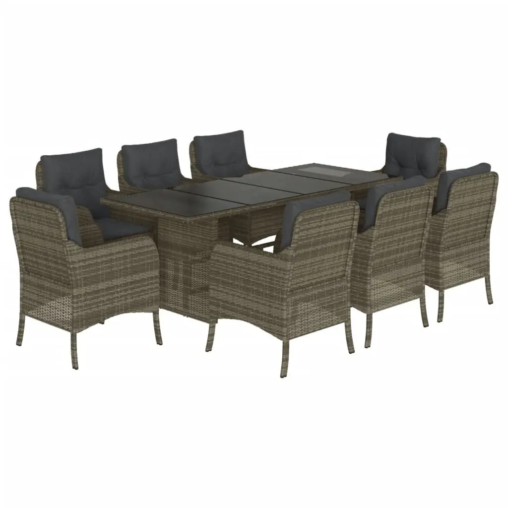 9 Piece Outdoor Dining Set in Grey