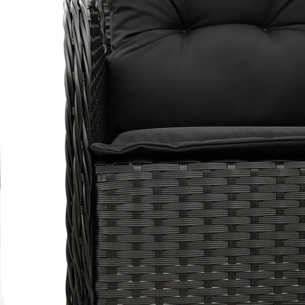 Outdoor Dining Set 9 Piece Patio Furniture Black Poly Rattan Cushioned Seating