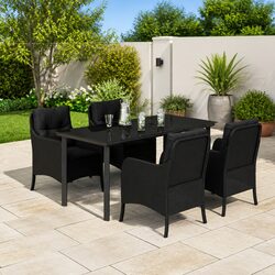 Outdoor Garden Dining Set 5 Piece Patio Furniture with Cushions Black