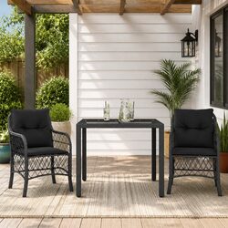 Outdoor Bistro Furniture Set – Black Rattan, 3 Pieces Included