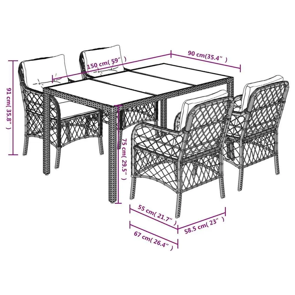 5 Piece Garden Dining Set with Durable Construction