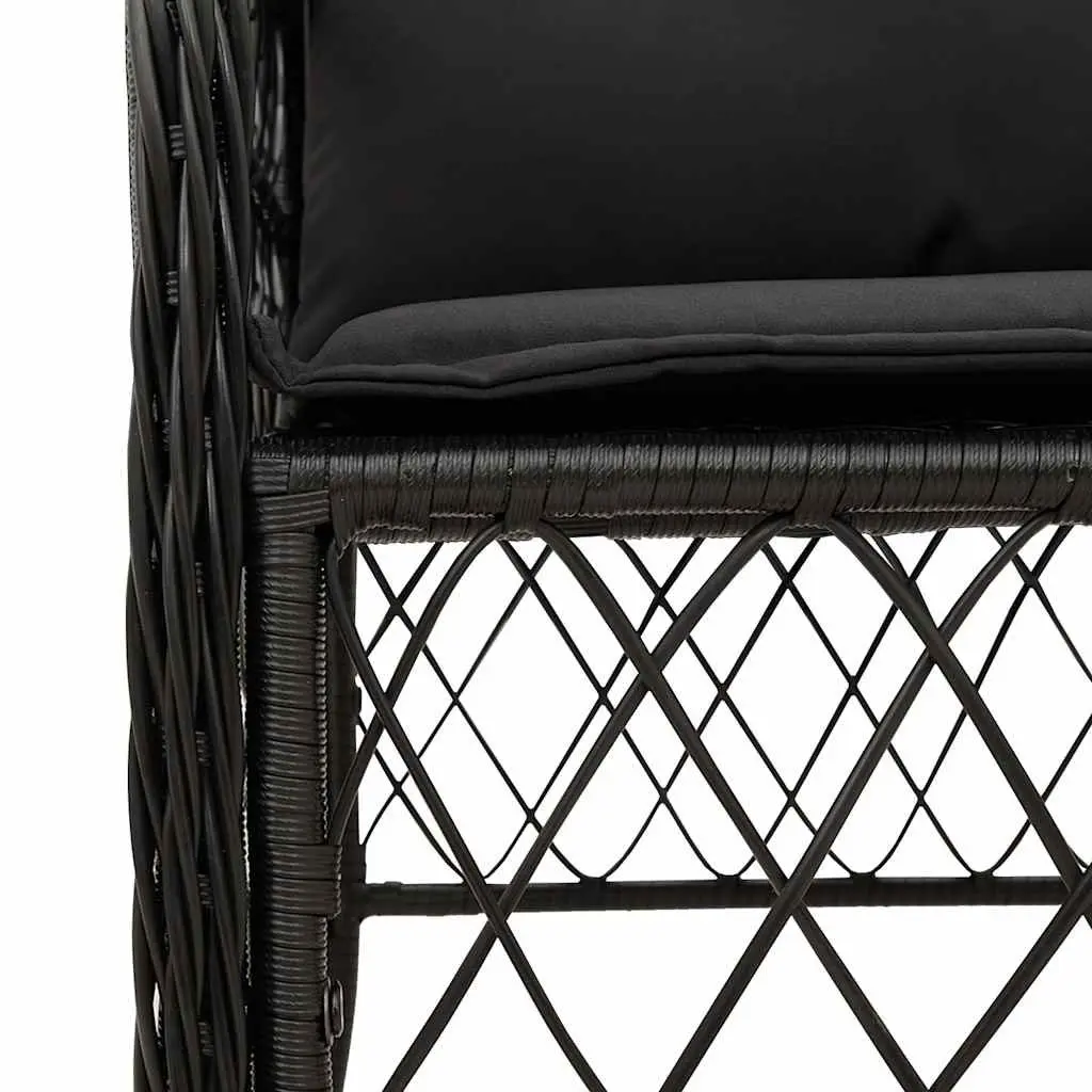 Outdoor Dining Set 5 Piece Patio Garden Furniture Black Poly Rattan with Cushions